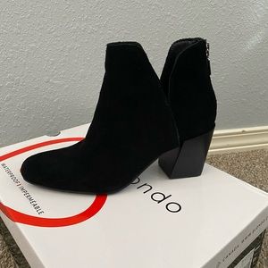 Black suede booties. Size 6.5 brand new.
